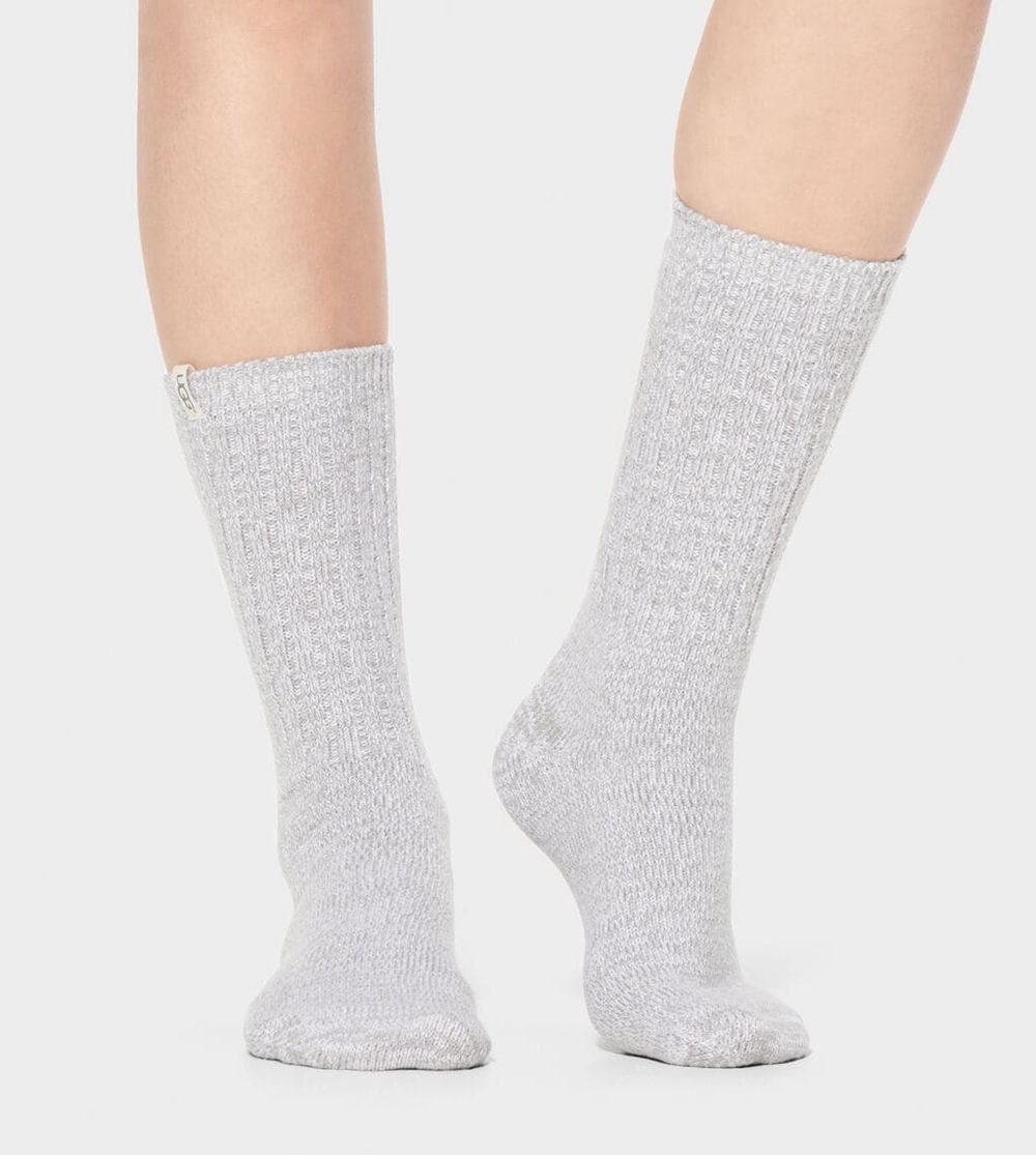 Ugg Sock Womens - Ugg Rib Knit Slouchy Crew Grey - 075WCYZSX